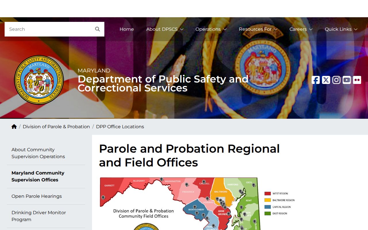 Maryland DPP Montgomery County supervision office directory
