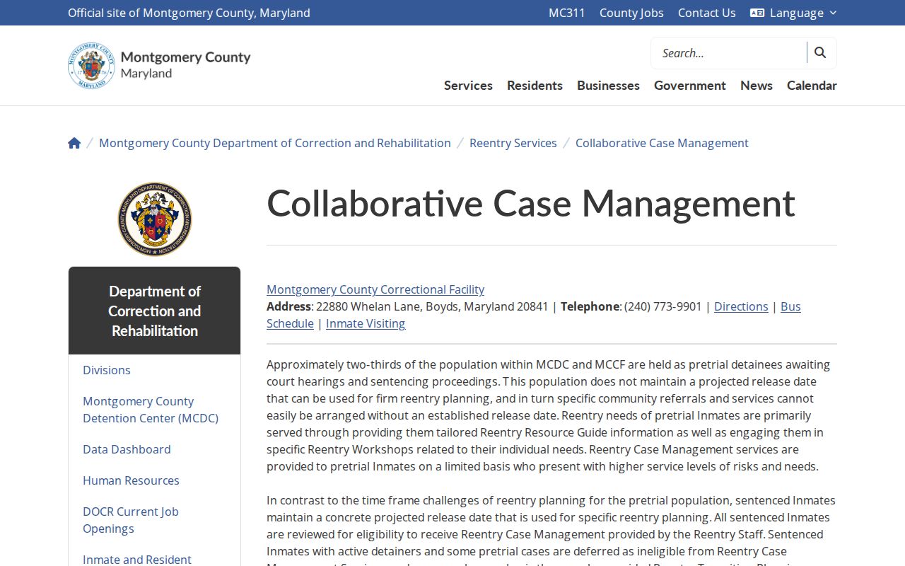 Montgomery County release date reentry distinction